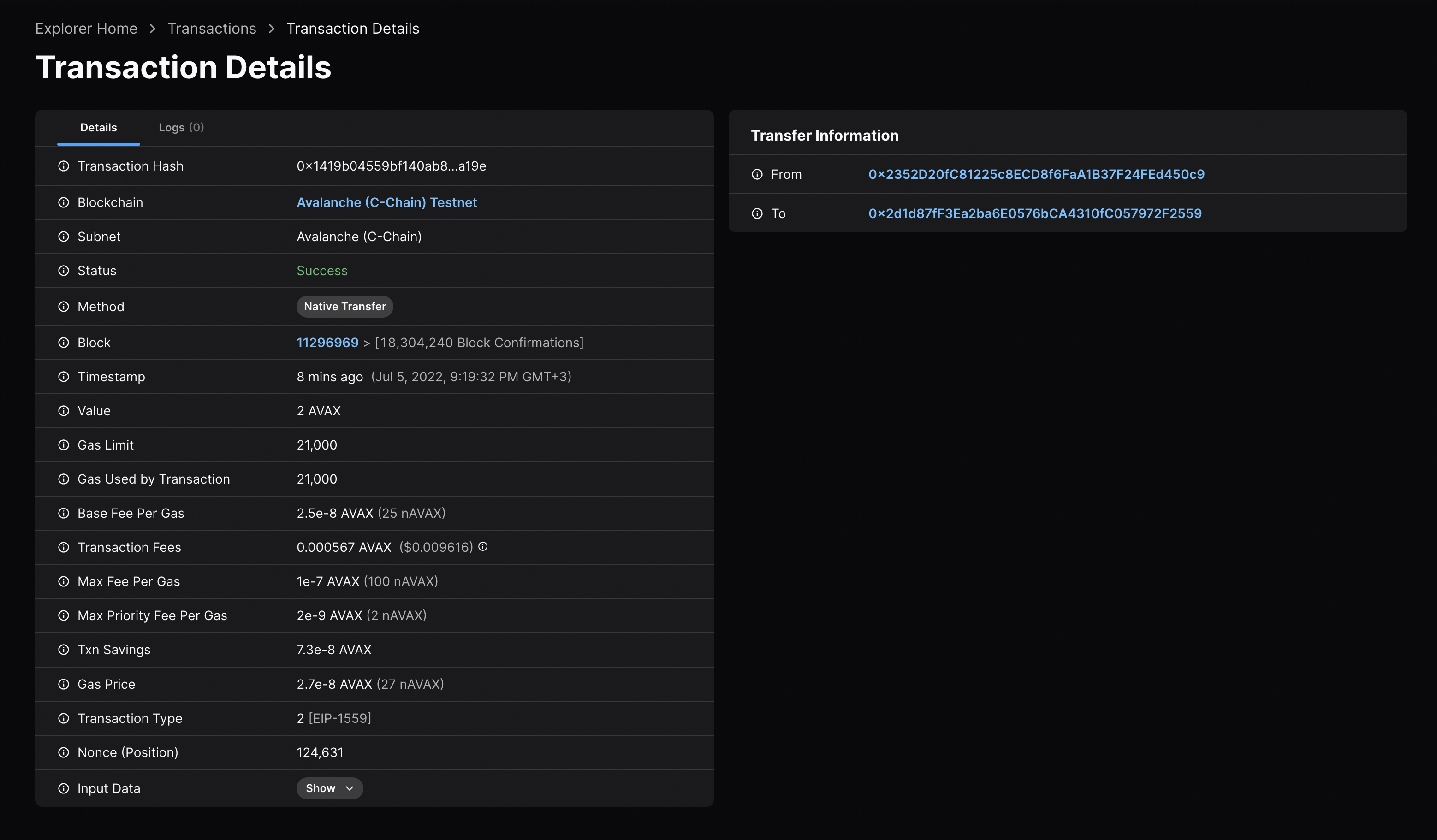 Transaction details